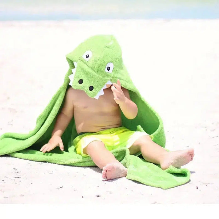 Yikes Twin Kids Hooded Towel - Alligator-Simply Green Baby