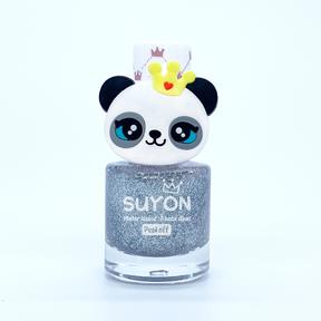 Suyon Peel Off Kids Nail Polish - Panda, Glitter Silver-Simply Green Baby