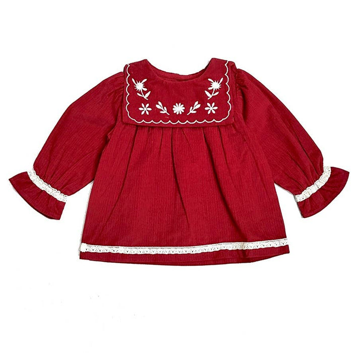 Viverano Organics - Sailor Collar Embroidered Corduroy Baby Dress (Organic)