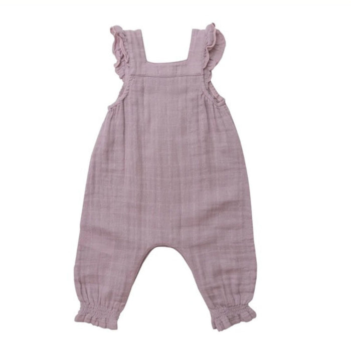 Organic Muslin Smocked Front Coverall, Lavender