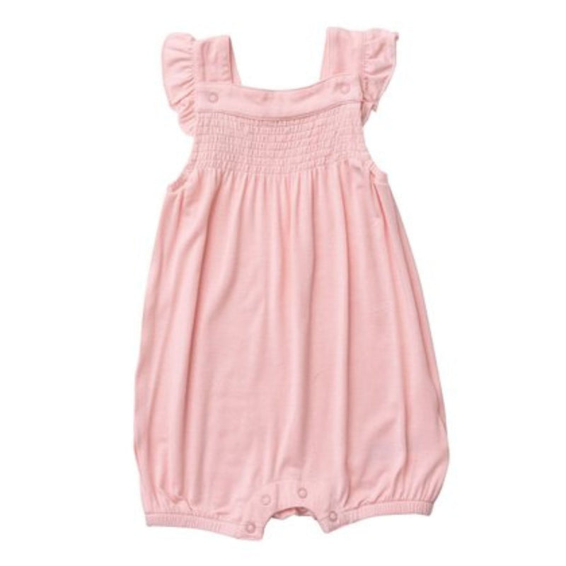 Smocked Front Overall Shortie, Crystal Rose