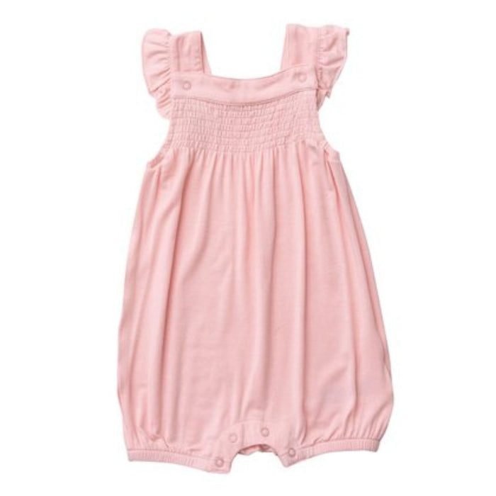 Smocked Front Overall Shortie, Crystal Rose