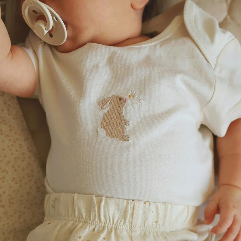 Embroidered Jersey Bodysuit, Bunnies