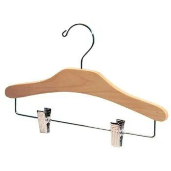 Children's Wooden Top Hanger with Pant Clips, 5 pack