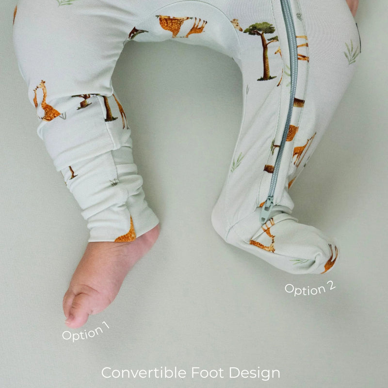 Bamboo Footless Sleeper with Fold-over Cuffs, Print