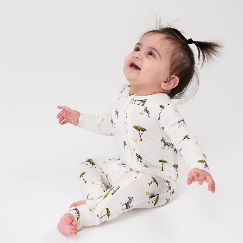 Bamboo Footless Sleeper with Fold-over Cuffs, Print