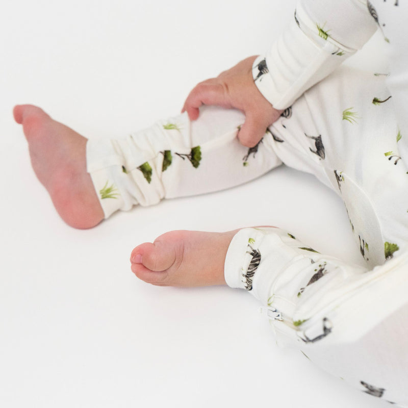 Bamboo Footless Sleeper with Fold-over Cuffs, Print