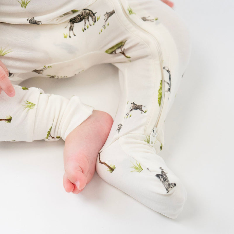 Bamboo Footless Sleeper with Fold-over Cuffs, Print