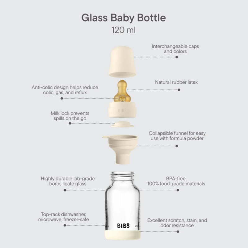 Baby Glass Bottle Complete Set, 120ml