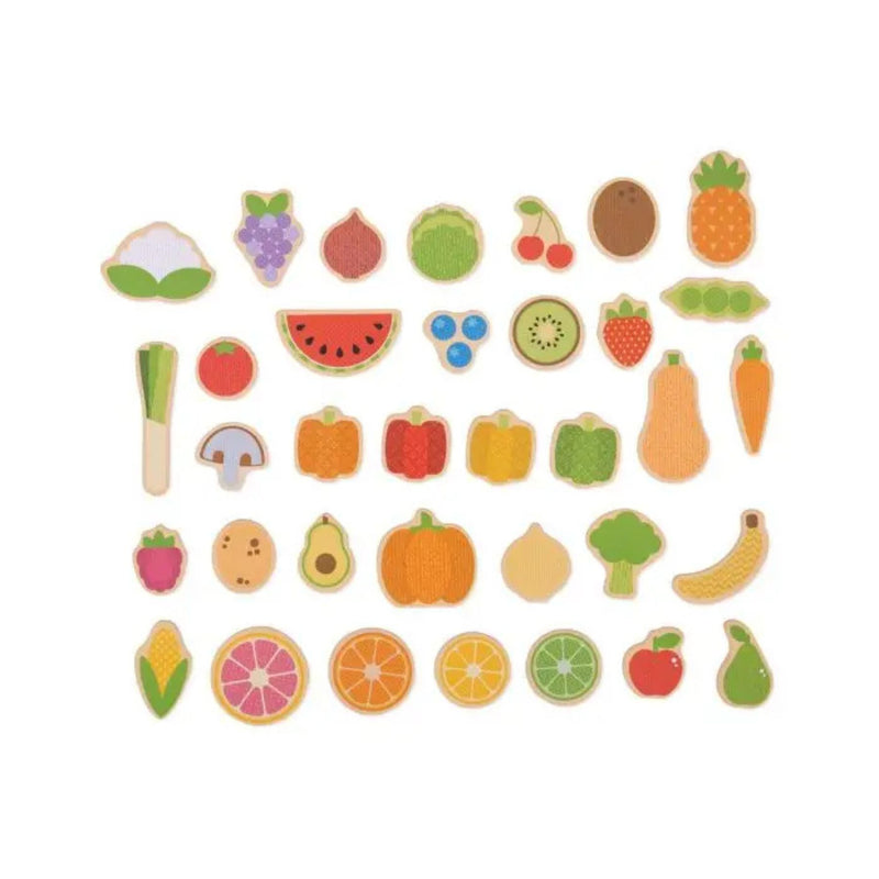 Wooden Fruits + Veg Magnets