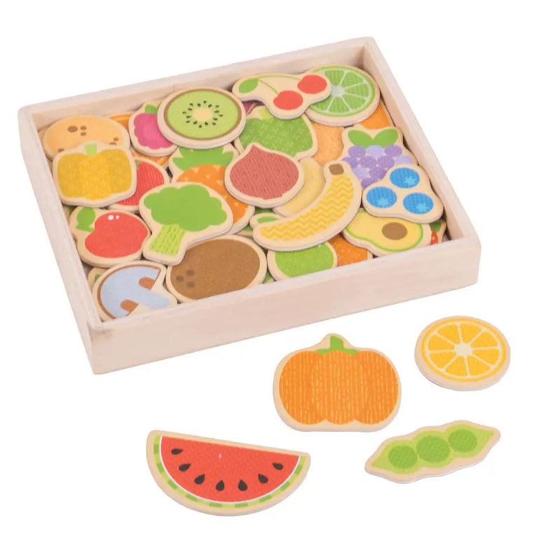 Wooden Fruits + Veg Magnets