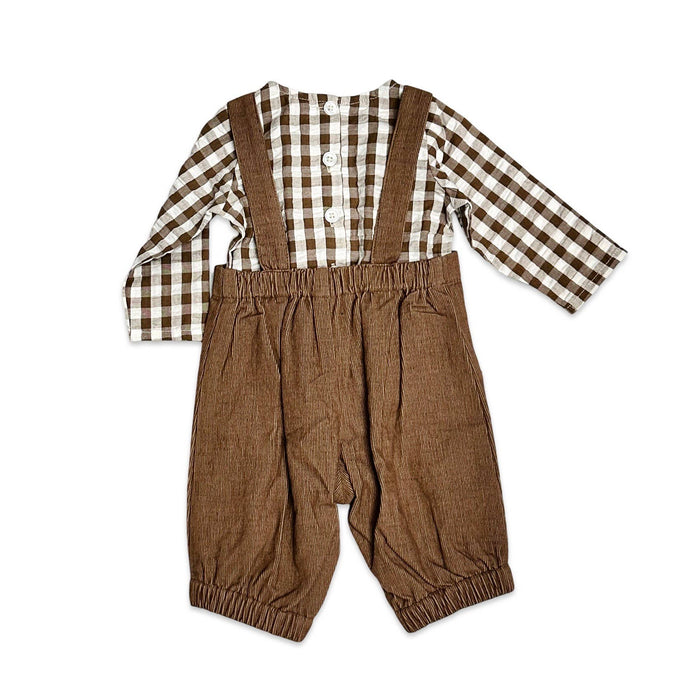 Viverano Organics - Gingham Muslin Shirt + Corduroy Baby Overall SET (Organic)