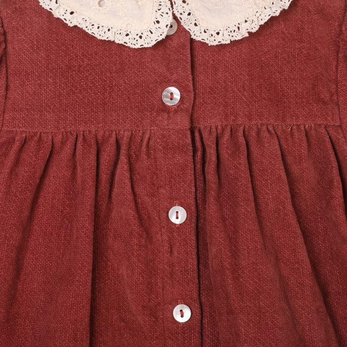 Viverano Organics - Lace Collar Velvet Baby Girl Dress & Bloomer Set (Organic)