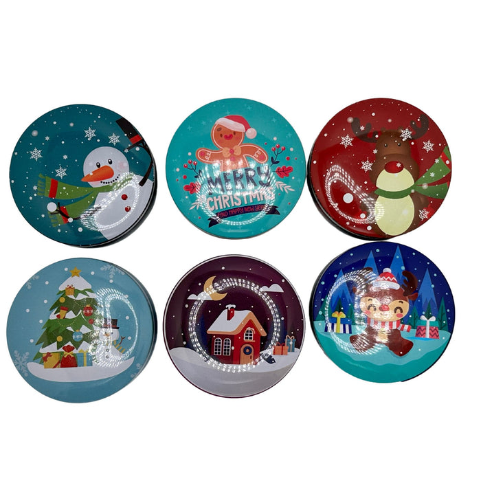 Round Christmas Tin Boxes - Small