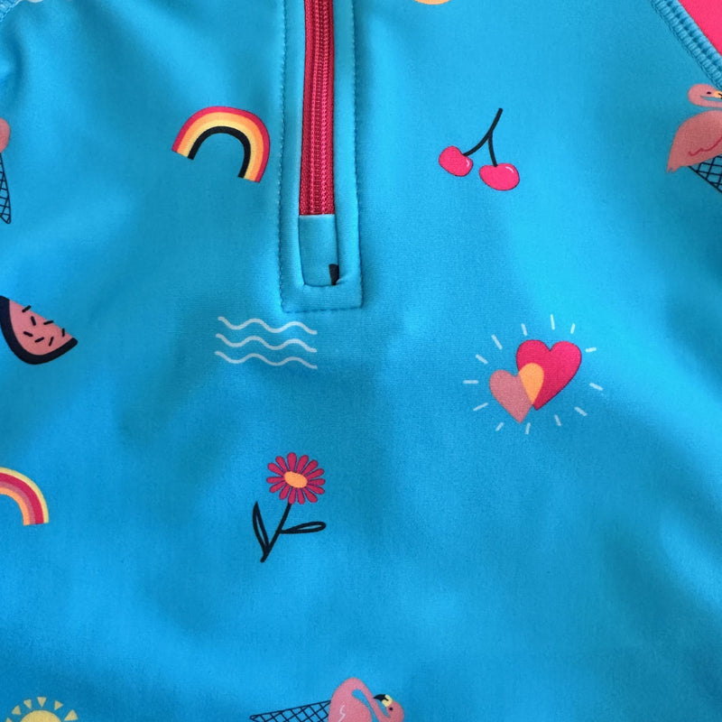 Long Sleeve One Piece Swimsuit - River Blue