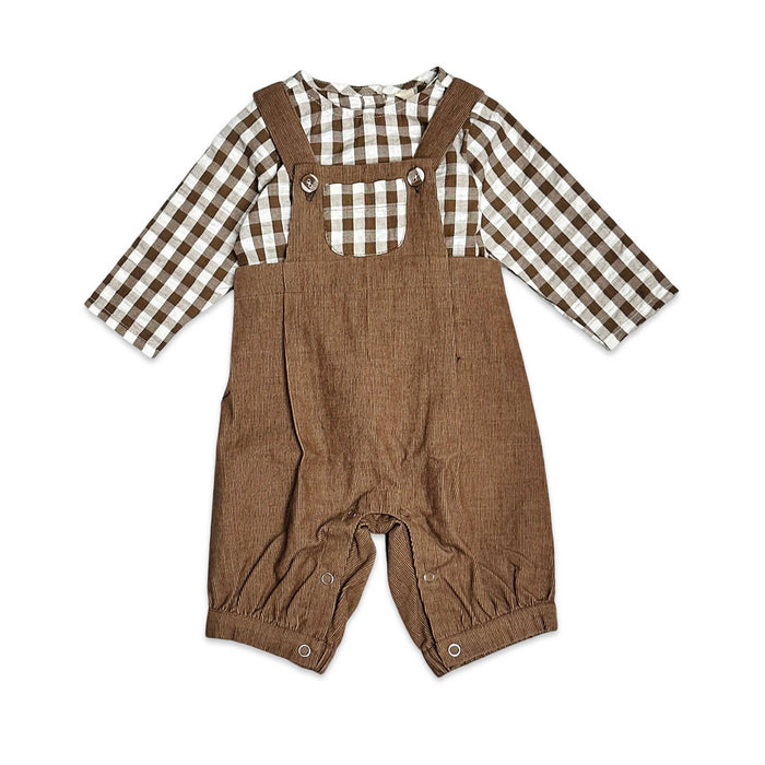 Viverano Organics - Gingham Muslin Shirt + Corduroy Baby Overall SET (Organic)