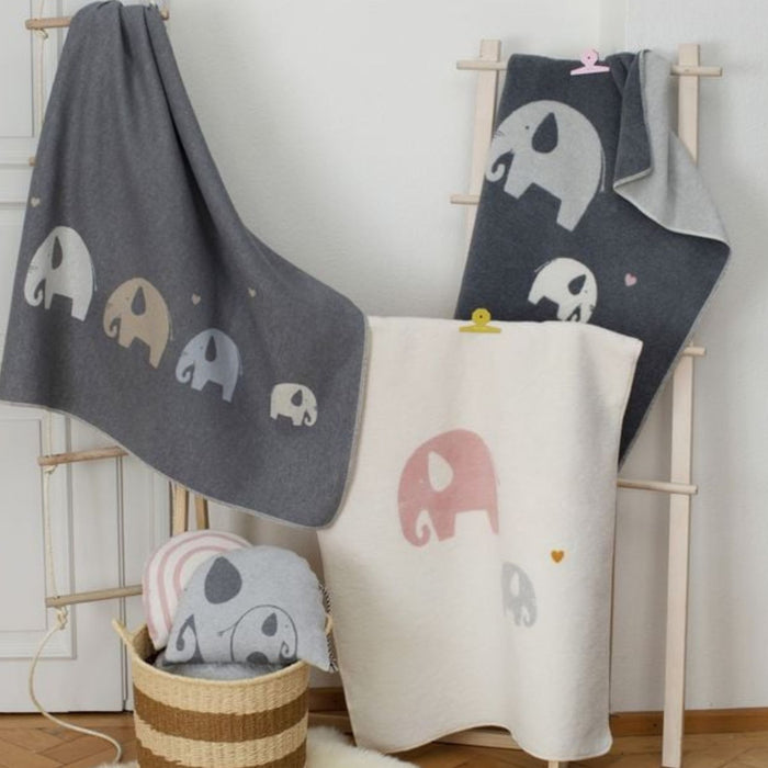 Mila Organic Velour Blanket - Elephants