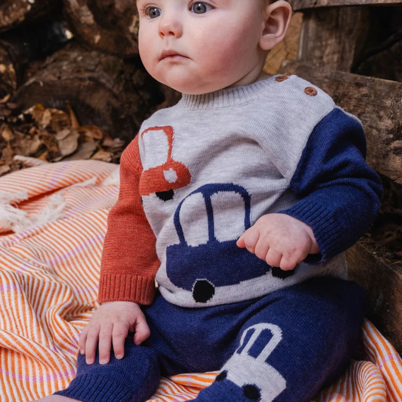 Knitted Top and Pants Set, Cars