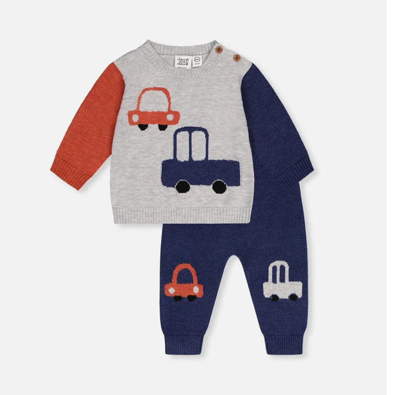 Knitted Top and Pants Set, Cars