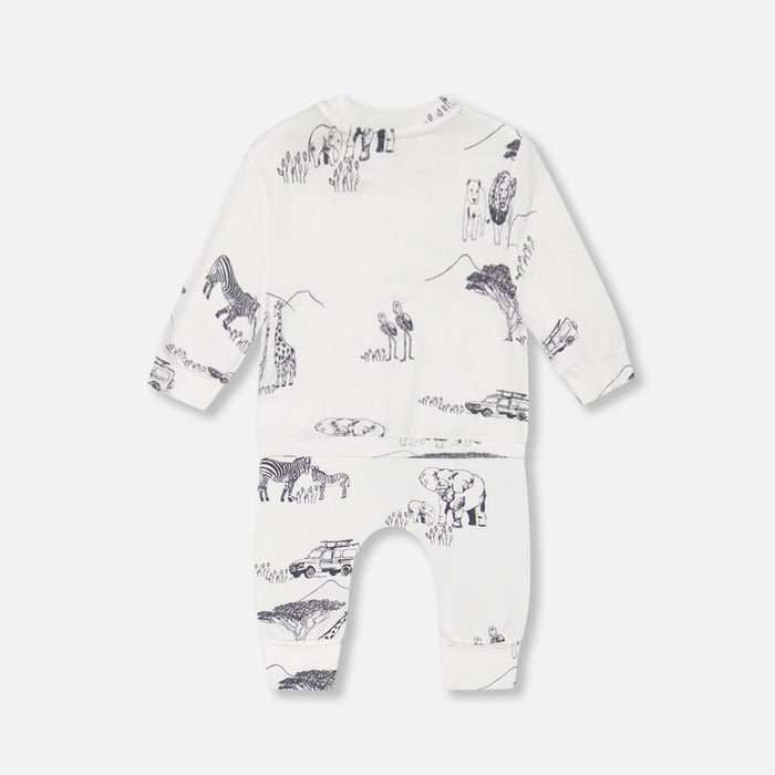 Organic Cotton Long Sleeve Top + Evolutive Pant Set, Big Jungle World