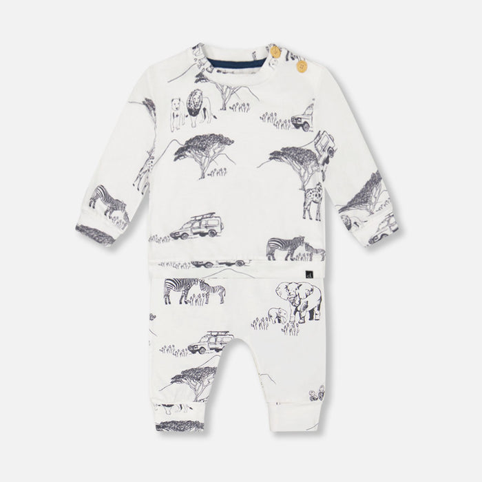 Organic Cotton Long Sleeve Top + Evolutive Pant Set, Big Jungle World