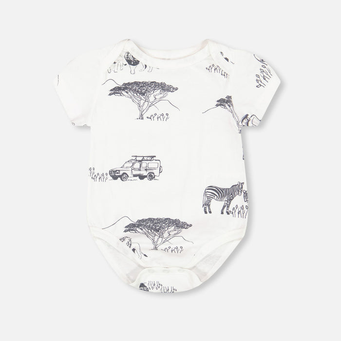 Organic Cotton Onesie + Shortall Set, Sand Stripe