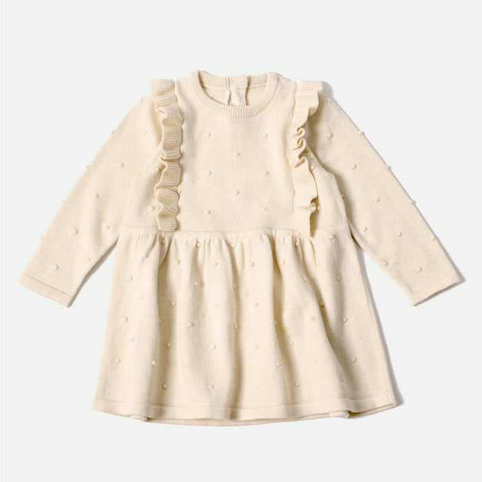 Viverano Organics - Milan Ruffle Bobble Baby Sweater Knit Dress (Organic Cotton)