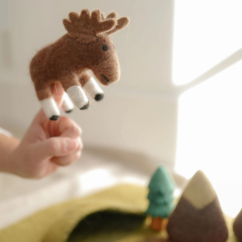 Felt Animal Finger Puppet, Moose