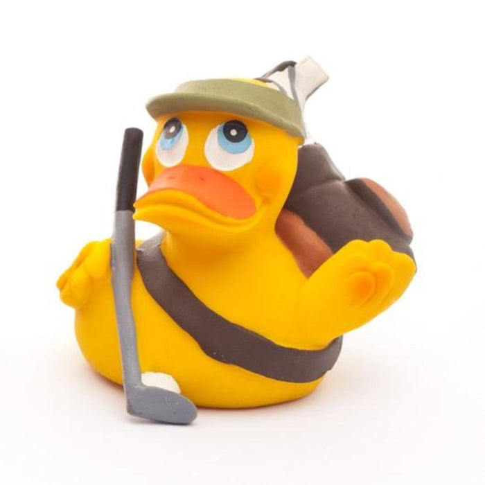 Natural Rubber Duck - Golfer with Squeaker