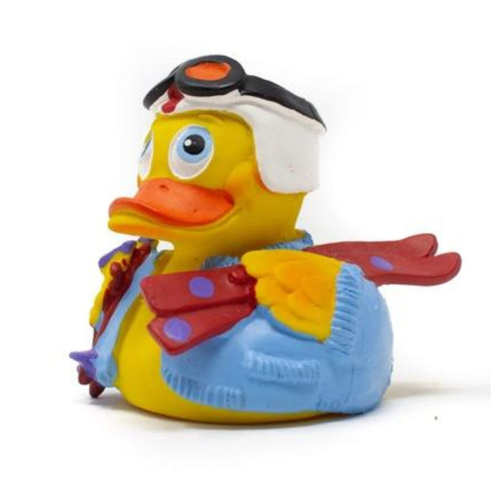 Natural Rubber Duck - Skier with Squeaker