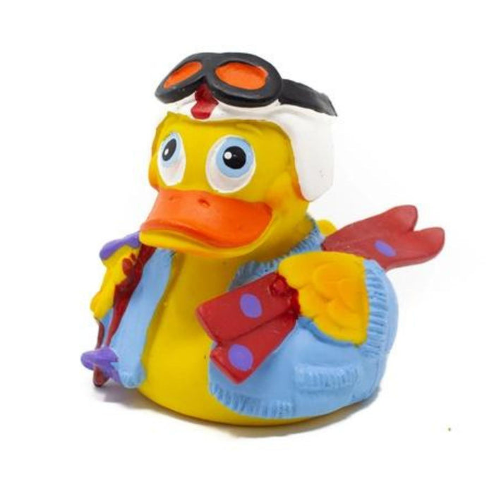 Natural Rubber Duck - Skier with Squeaker