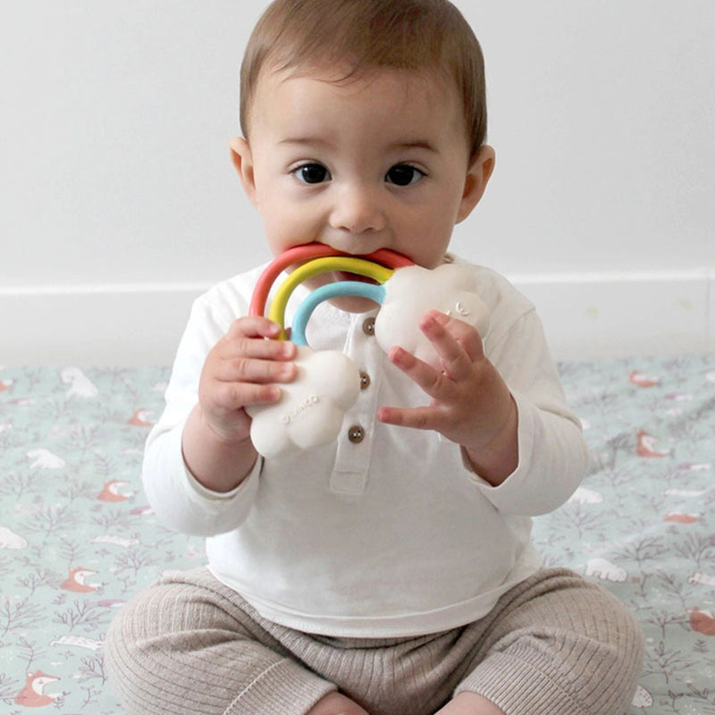 Natural Rubber Teether - Happy the Rainbow