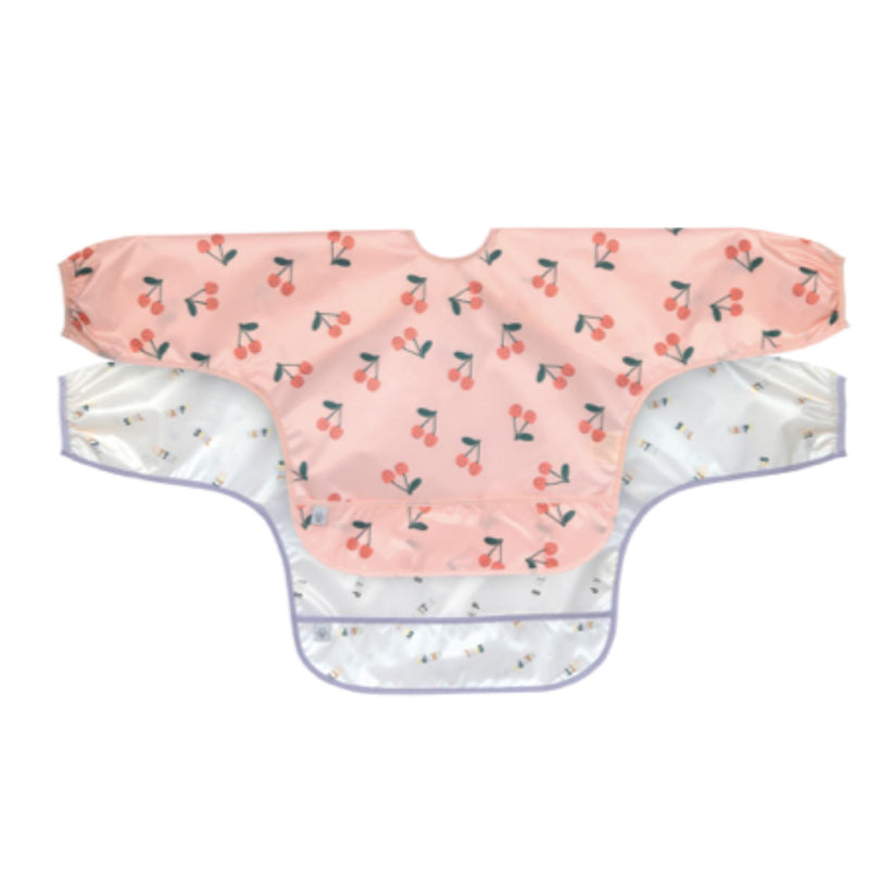 Long Sleeve Bib (2 pcs) - Happy Fruits, Cherry