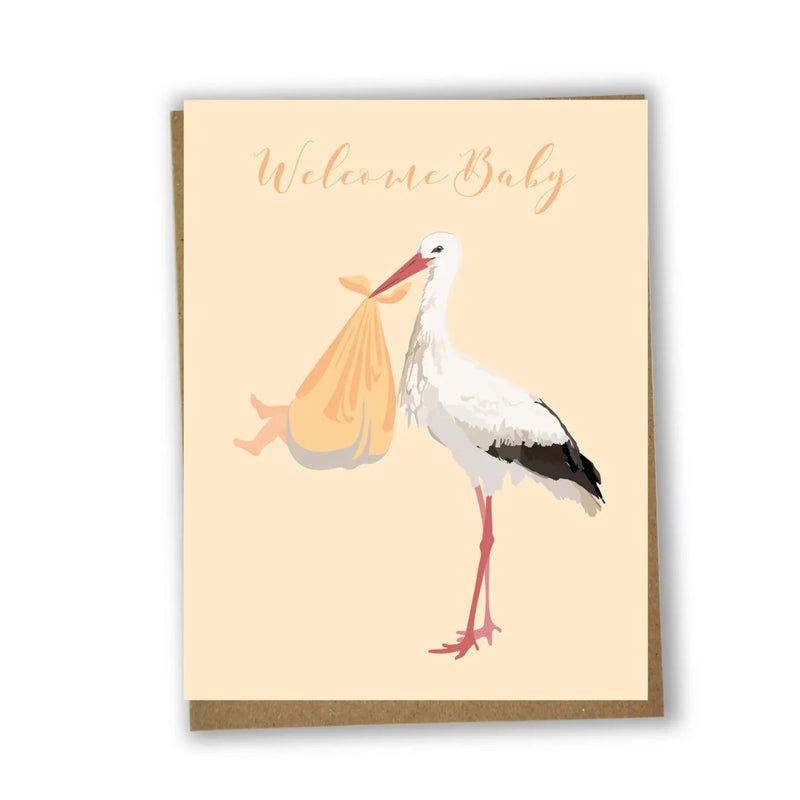 Welcome Baby | Stork Carrying A Baby, Baby Card