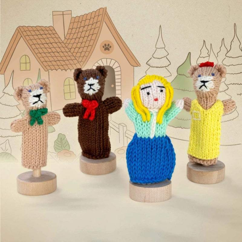 Organic Cotton Finger Puppets Story Pack - Goldilocks + The Three Bears