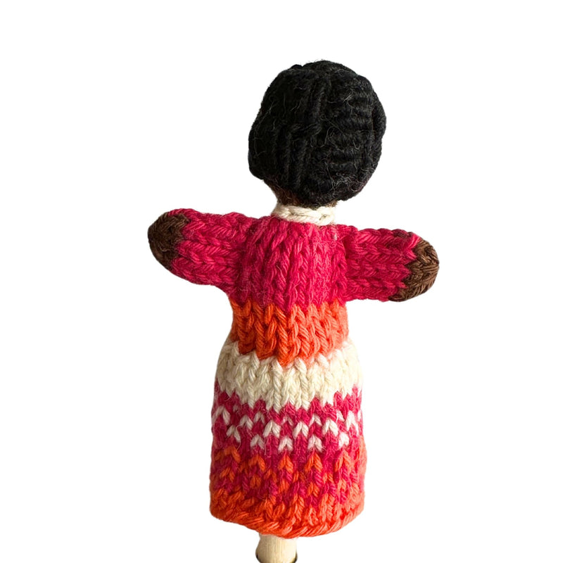Organic Cotton Finger Puppet - African American Girl