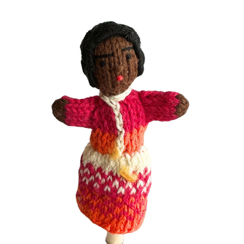 Organic Cotton Finger Puppet - African American Girl