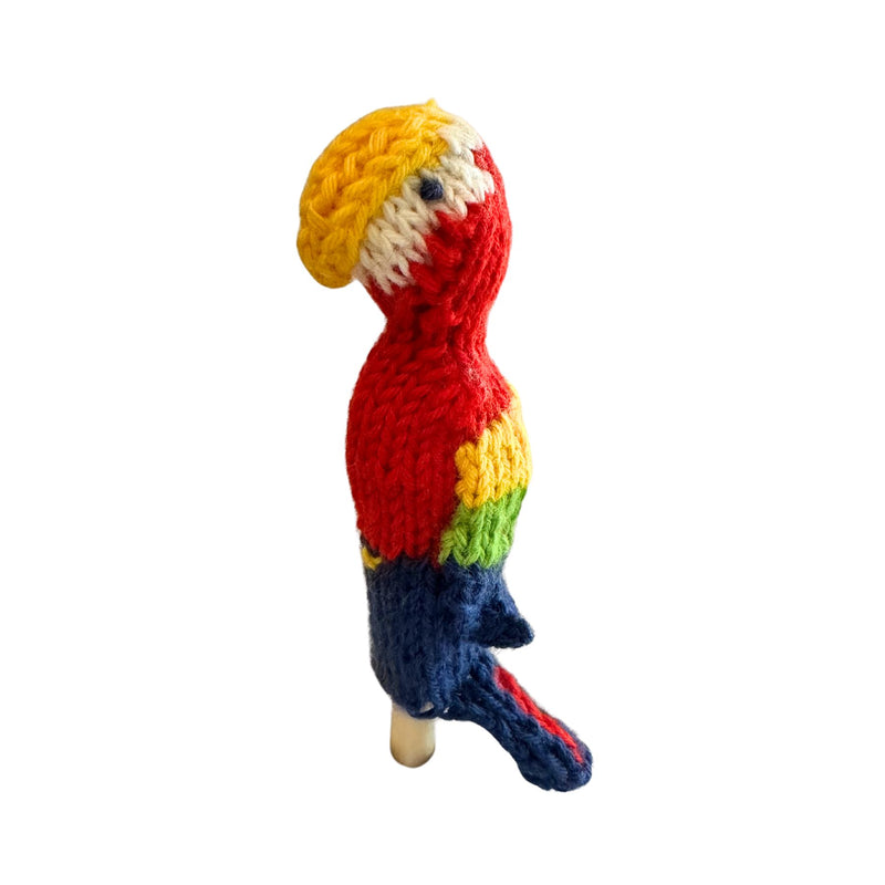 Organic Cotton Finger Puppet - Macaw