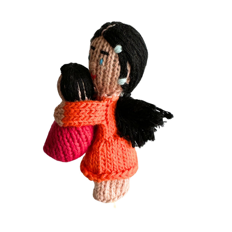 Organic Cotton Finger Puppet - Mother with Baby