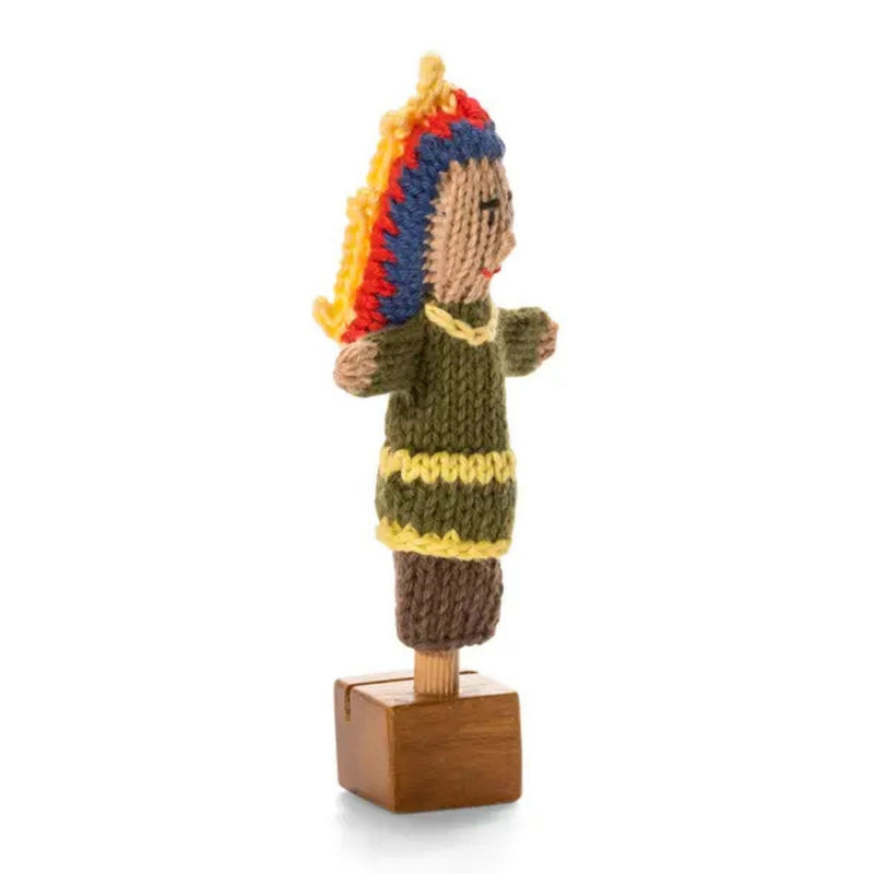 Organic Cotton Finger Puppet - North American Indian Boy