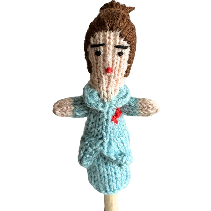 Organic Cotton Finger Puppet - Nurse