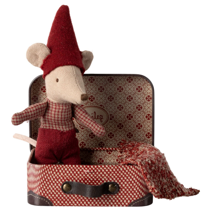 Baby Christmas Mouse in Suitcase