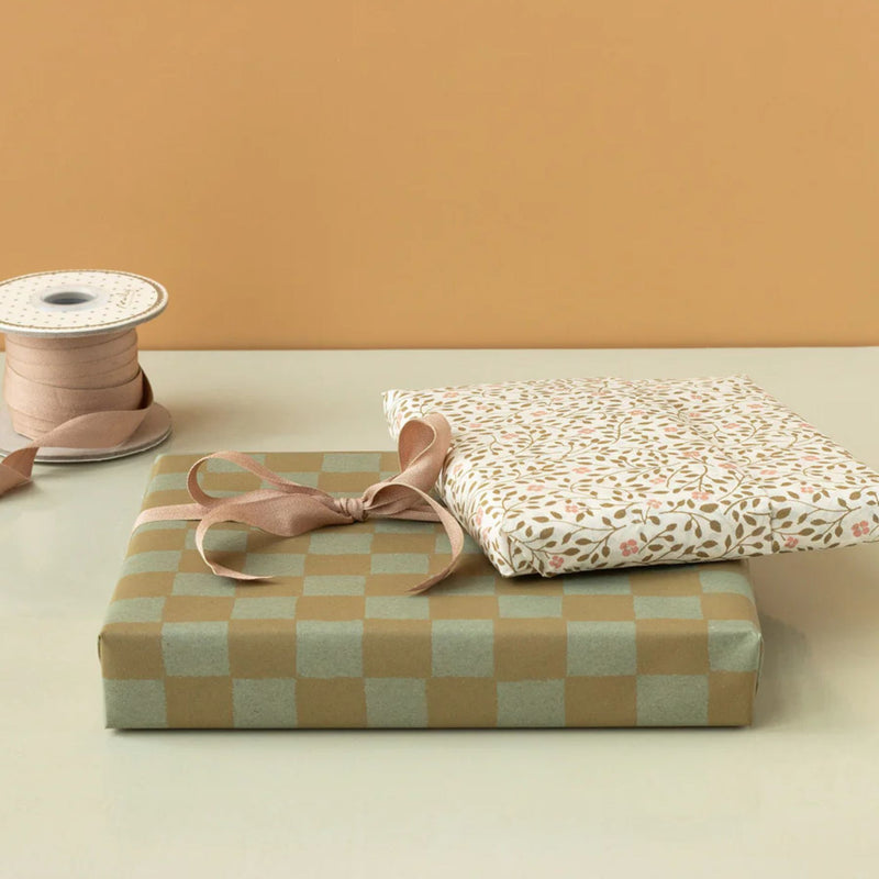 Wrapping Paper, Checker Mint/Ocher