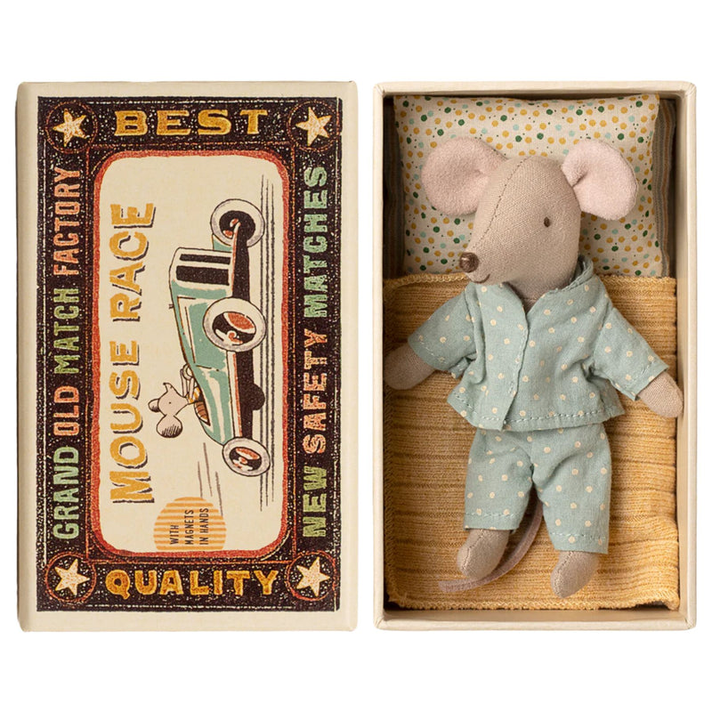 Little Brother Mouse in Box, Blue Dots PJ with Magnet Hands