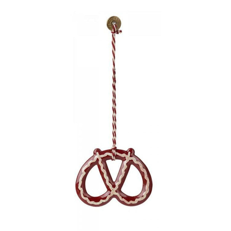 Metal Ornament, Red Pretzel