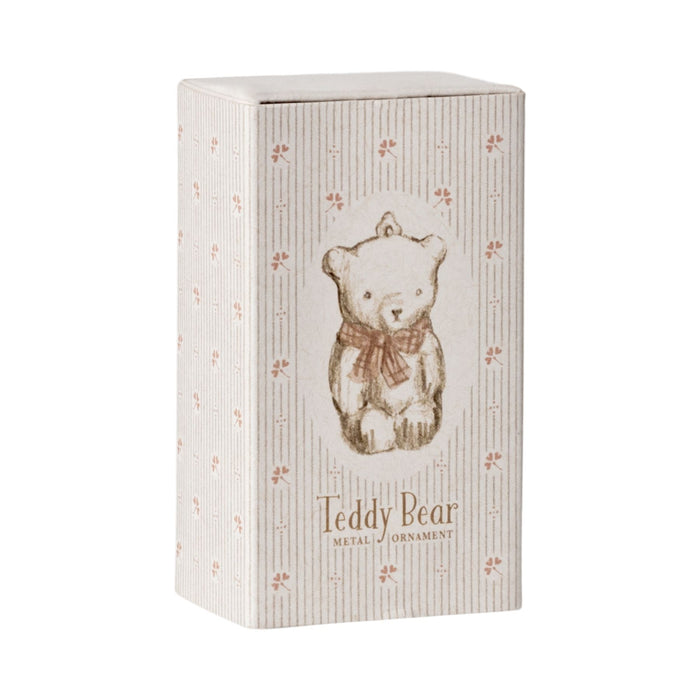 Metal Ornament, Teddy Bear in Gift Box