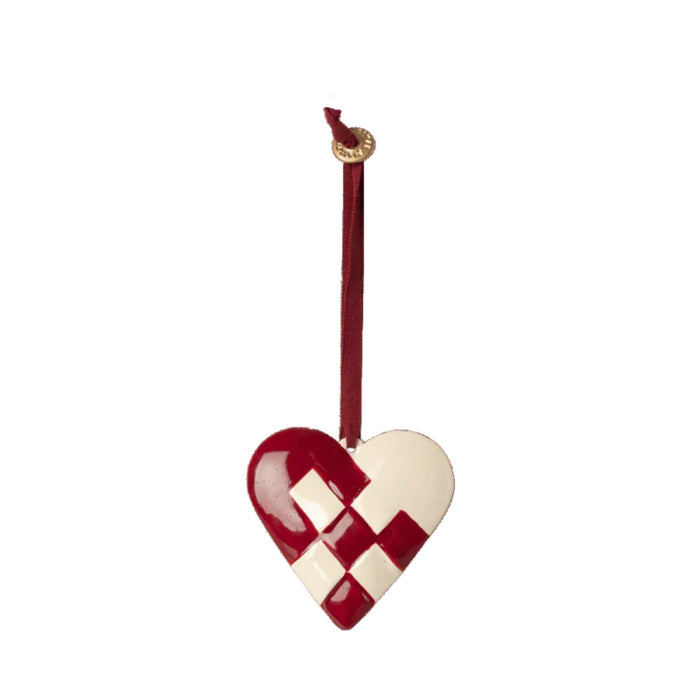 Metal Ornament, Braided Red Heart