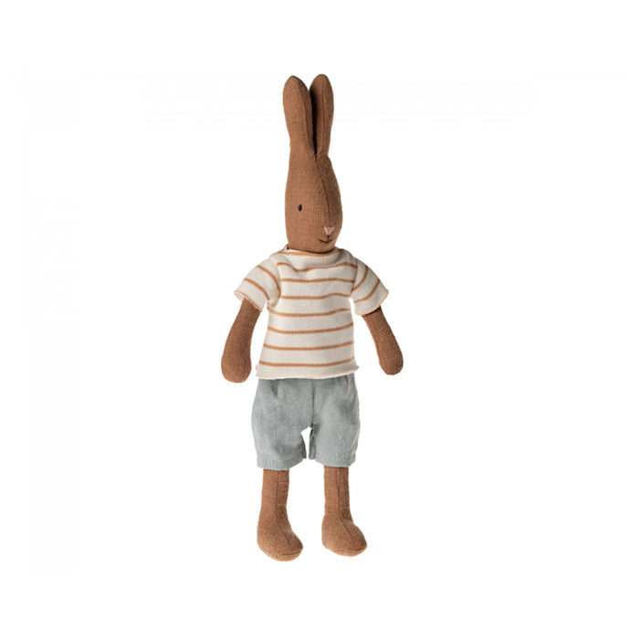 Rabbit Size 1, Chocolate Brown, Striped Blouse + Shorts