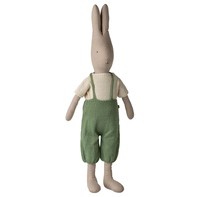 Rabbit Size 5, Classic - Knitted Shirt + Green Overall