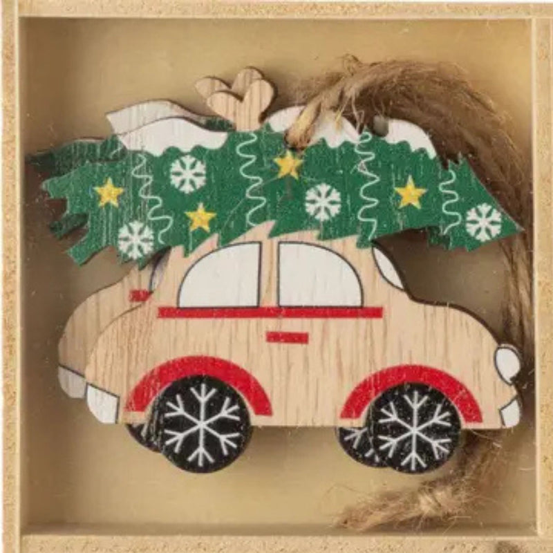 Mini Printed Wood Ornaments, Car